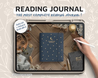 Digital Reading Journal 2024, Serdy Blue, Magical Aesthetic, Reading Planner, book journal, Bookstagram, Booktok, Hyperlinked journal