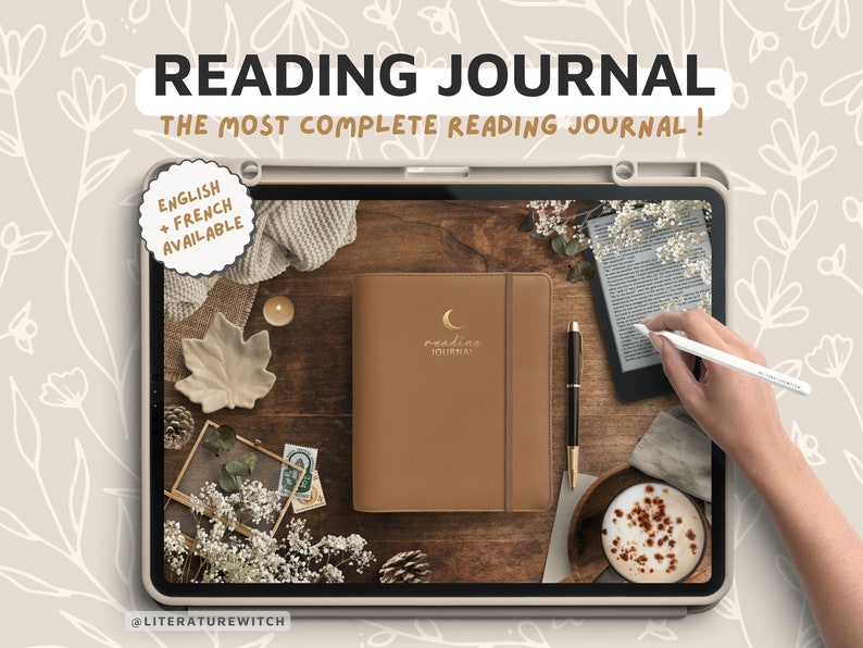 Digital Reading Journal 2024, Brown, Dark Academia, Reading Planner, book journal, Bookstagram, Booktok, Hyperlinked journal image 1