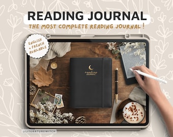 Digital Reading Journal 2024, Negro, Dark Academia, Planificador de lectura, diario de libros, Bookstagram, Booktok, Diario hipervinculado