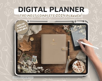 Digital Planner, Agenda 2024, Beige, Dark Academia, Journal, Organizer, Aesthetic, Cute, Dated, Hyperlinked, Goodnotes Planner