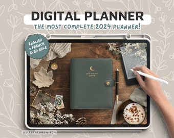 Digital Planner, Agenda 2024, Green, Dark Academia, Journal, Organizer, Aesthetic, Cute, Dated, Hyperlinked, Goodnotes Planner