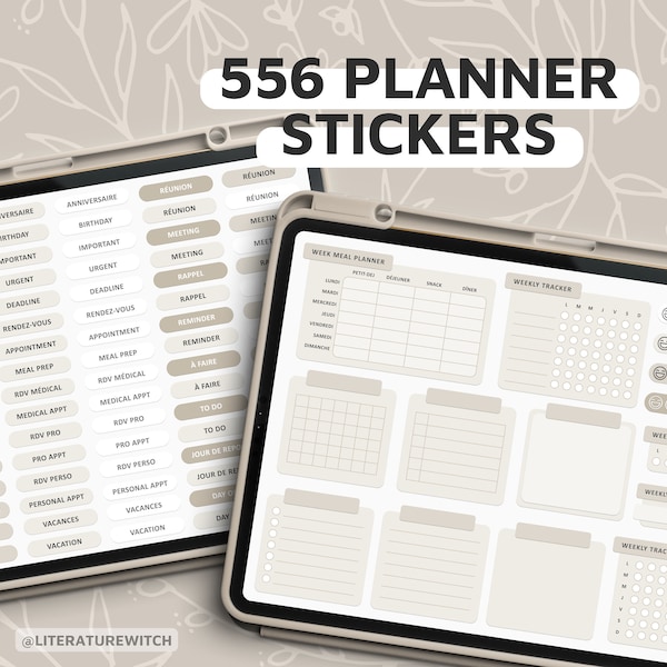 556 Digital planner sticker pack, Minimalist, Beige, Neutral, Goodnotes Stickersheet, digital stickers, PNG stickers, Goodnotes collection