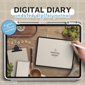 Digital Diary & Daily Journal, 800+ Hyperlinked Pages for Goodnotes iPad, Undated Journal with Mood and Dream Trackers, EN + FR