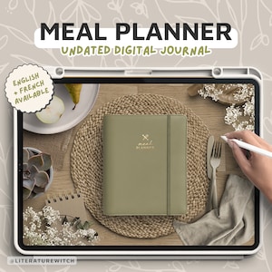 Digital Meal Planner, Meal Prep Journal, Batchcooking, Undated, Fitness, Weight, Journaling, Hyperlinked journal, Goodnotes