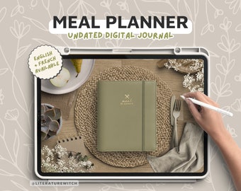 Digital Meal Planner, Meal Prep Journal, Batchcooking, Undated, Fitness, Weight, Journaling, Hyperlinked journal, Goodnotes