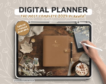 Digital Planner, Agenda 2024, Brown, Dark Academia, Journal, Organisateur, Aesthetic, Cute, Dated, Hyperlinked, Goodnotes Planner