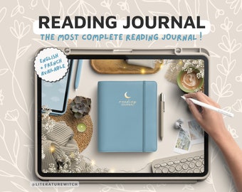 Digital Reading Journal 2024, Baby Blue, Danish Pastel, Reading Planner, book journal, Bookstagram, Booktok, Hyperlinked journal