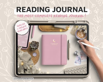 Digital Reading Journal, Light Pink, Danish Pastel, Reading Planner, book journal, Bookstagram, Booktok, Hyperlinked journal