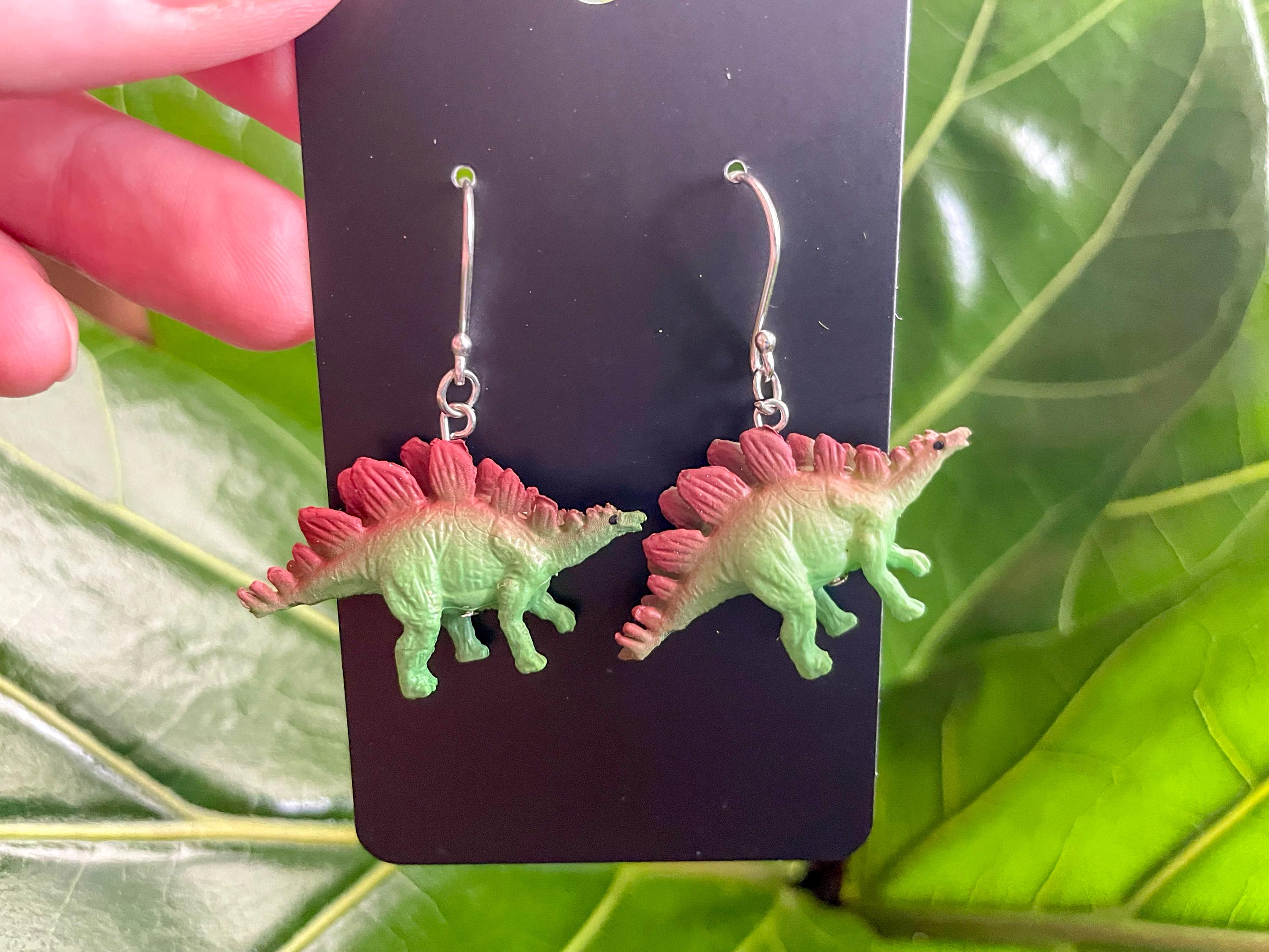 3D Dinosaur Stud Earrings - Cute Alloy Statement Earrings For Women, Birthday Gift, One Size (Green) - View #11