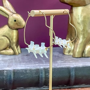 Real Bone Rattlesnake Heart Hoop Earrings, Halloween Jewelry, Animal Bones
