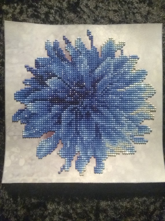 Finished Blue Flower Diamond Painting Etsy