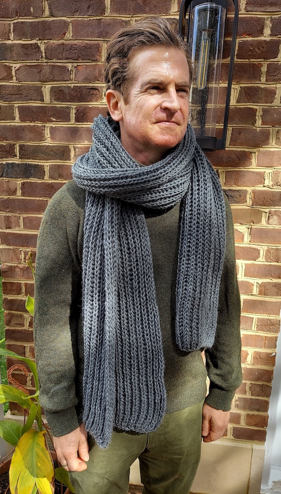 Hand-knit Wool Scarf, Classic Brioche Stitch, Extra Long (80'') - Etsy