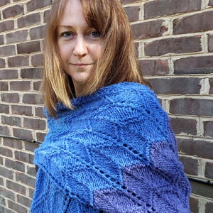 Scarf | Shawl | Purple Ombre Shawl | Lilac Shawl | Shades of Blue Shawl | Multi-color Shawl | Zigzag Pattern Shawl | Wrap