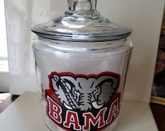 Hand Painted Alabama Crimson Tide Cookie Jar, Collegiate Gift