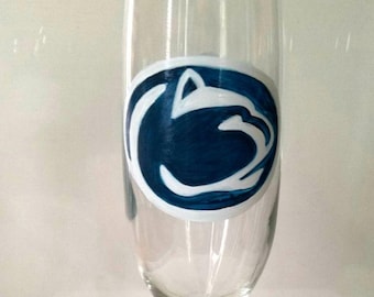 Hand Painted Penn State Nittany Lions Champagne Glass