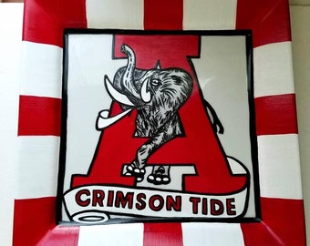 Hand Painted Alabama Plate/ Gift for her/ Gift for him/ Holiday gift/ Anniversary gift/ Football/College gift/ Graduation/Any School Ideas