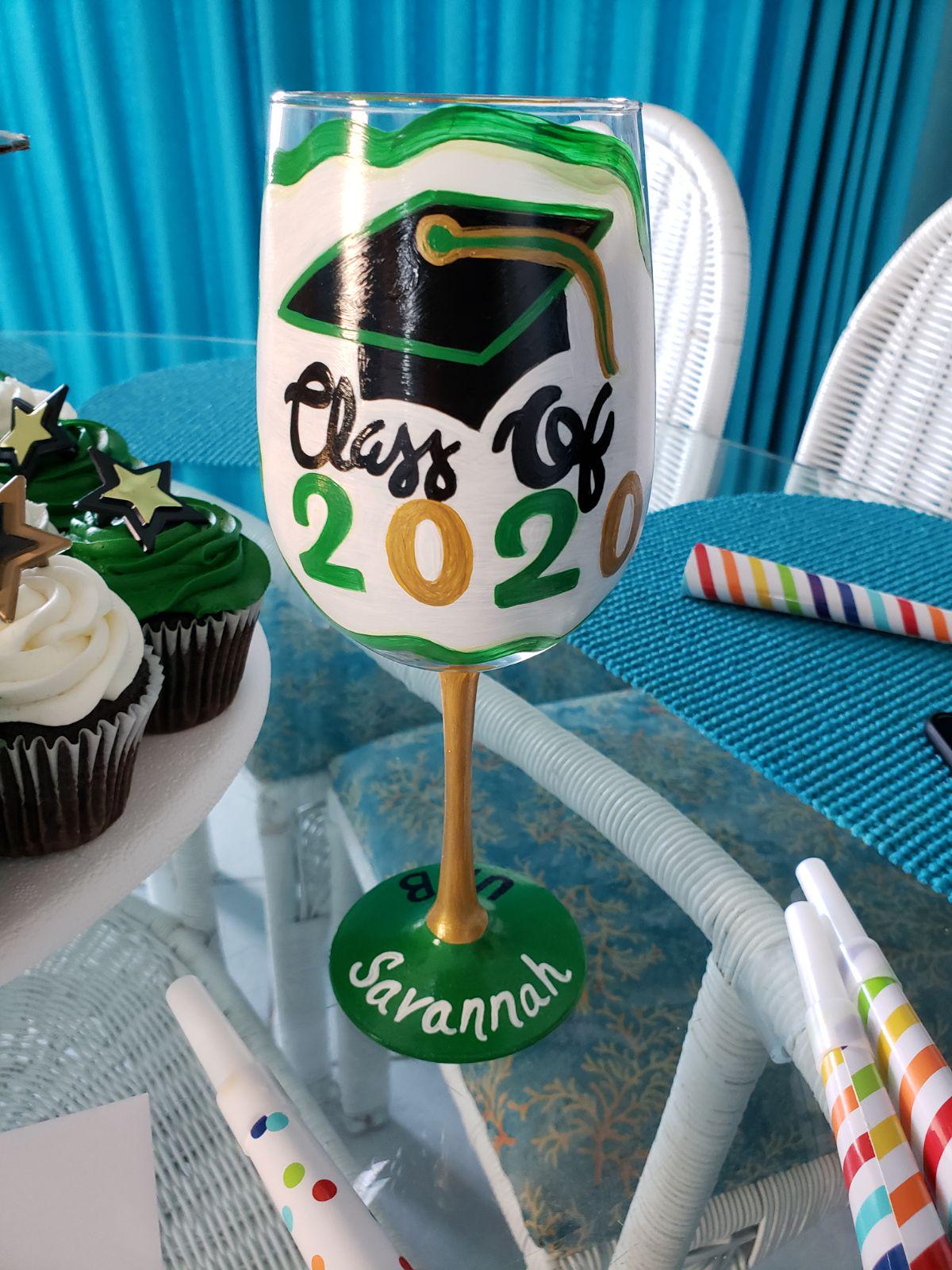 Hand Painted Graduation Wine Glass, Personalized College Grad Gift ...