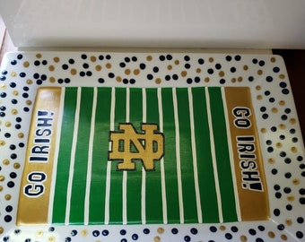 Hand Painted Notre Dame Serving Platter, College Sports Plate