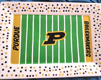 Hand Painted Purdue Boilermakers Ceramic Serving Platter (10x14)