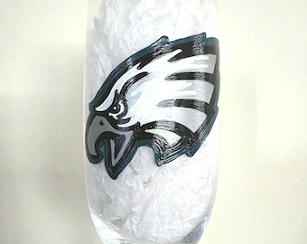 Hand Painted Philadelphia Eagles Champagne Glass, Football Gift