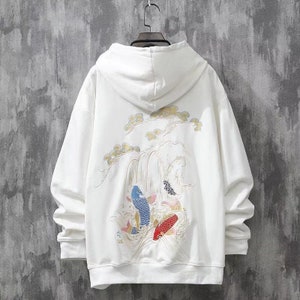 Streetwear Hooded Sweatshirts Korean Fashion Embroidered Anime - Etsy