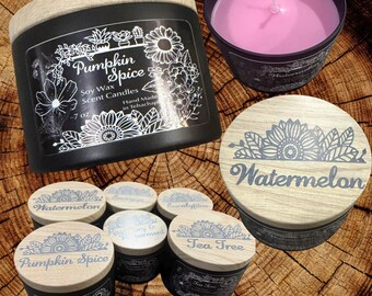 Soy Wax Candle: Personalized Scents and Colors (4oz or 8oz Tin)