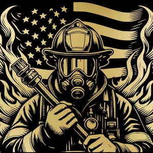 Firefighter Flames American Flag Patriotic Stainless Steel 20, 30, or 40 oz Tumbler Laser Engraved Full Cup Wrap