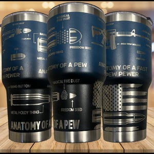 Pew Pew Becher: Edelstahl mit Pistolen und Kugeln Design (20-40oz) - Owala Becher erhältlich