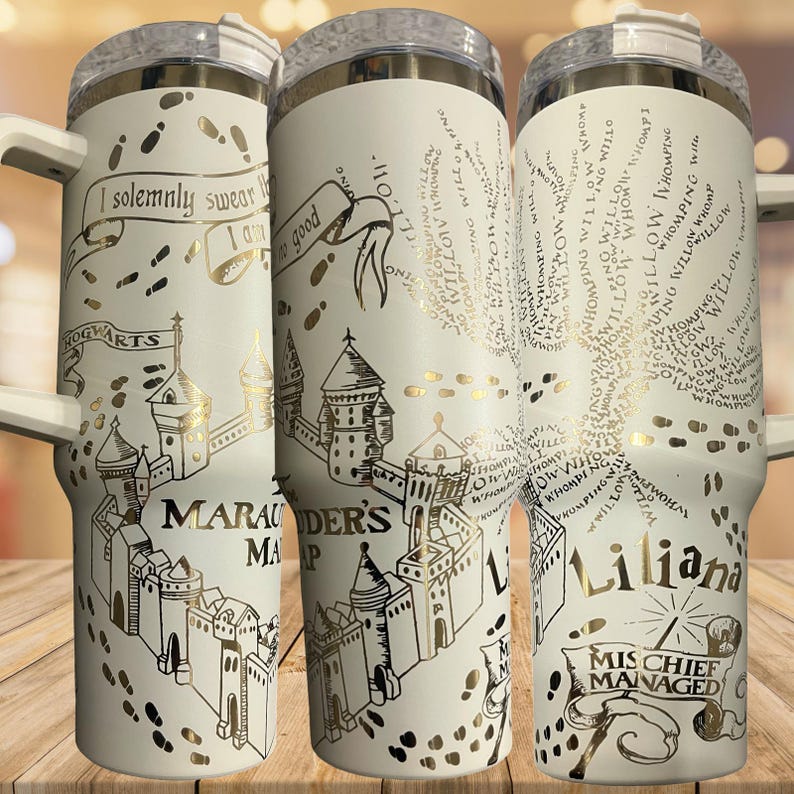 Marauder's Map Tumbler: Stainless Steel Harry Potter Design, 20-40oz - Owala Tumbler Available immagine 15