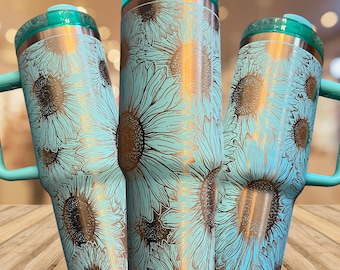 Tumbler Wrap Vorlage: Sonnenblume Design (Passend für 20-40oz Becher)