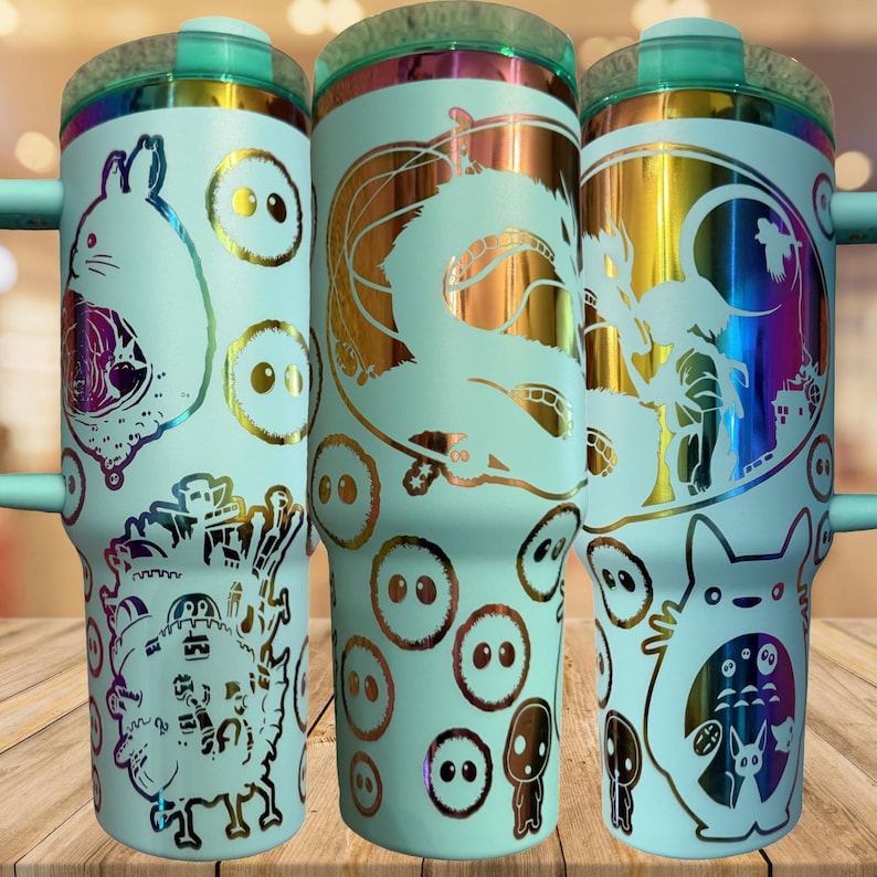 Anime Collage Tumbler: Studio Ghibli Inspired (20-40oz Stainless Steel) - Owala Tumbler Available Bild 1