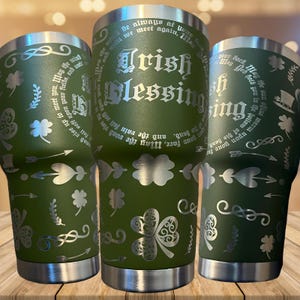 Tumbler Wrap Design: Irish Blessing with Four Leaf Clover - 20-40oz Size