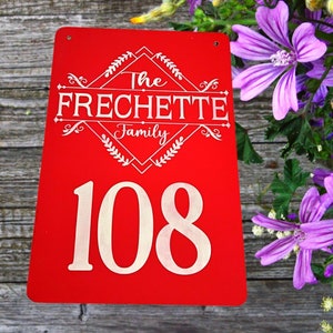 Metal Yard Sign, Personalized Garden Flag, Family Monogram, Outdoor Yard Sign, Black, Red, white, Themed Yard Sign