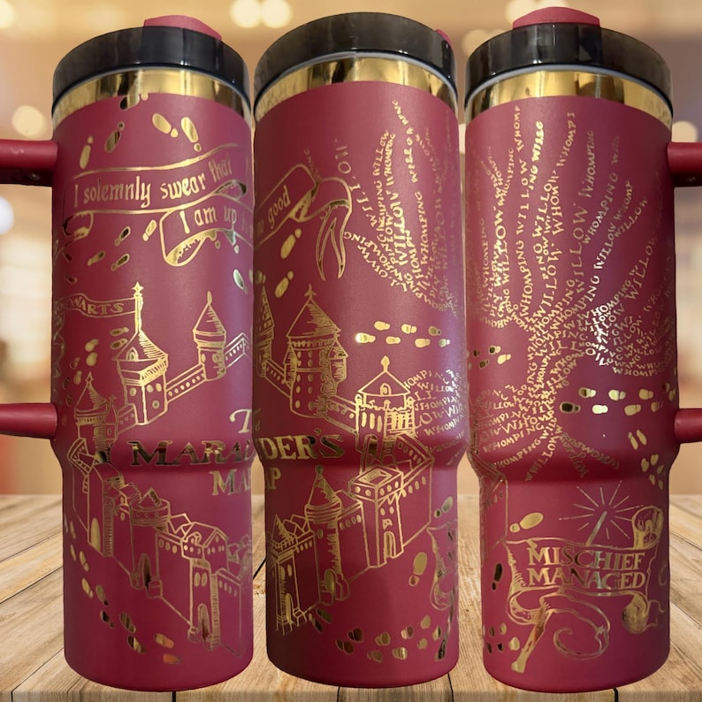 Marauder's Map Tumbler: Stainless Steel Harry Potter Design, 20-40oz - Owala Tumbler Available immagine 8