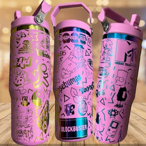 90s Homage Theme Everything 1990s Stainless Steel 20, 30, or 40 oz Tumbler Laser Engraved Full Cup Wrap
