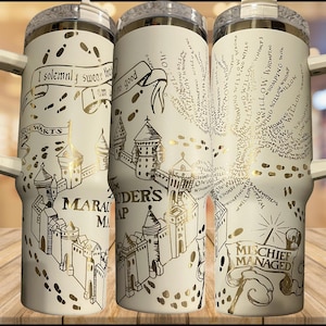 Marauder's Map Tumbler: Stainless Steel Harry Potter Design, 20-40oz - Owala Tumbler Available immagine 4