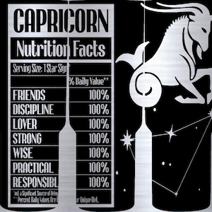 Capricorn Zodiac Signs Cup Wraps Tumbler Laser Engraving File