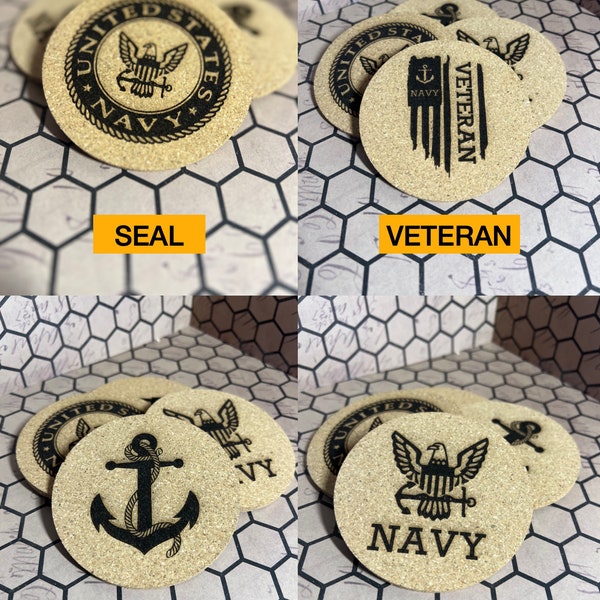 US Navy/United States Navy/Coaster/Wood/Slate/Cork/ Military/ Memorial Day/ 4th of July/ Veteran's Day/ Father's Day/Small Gifts