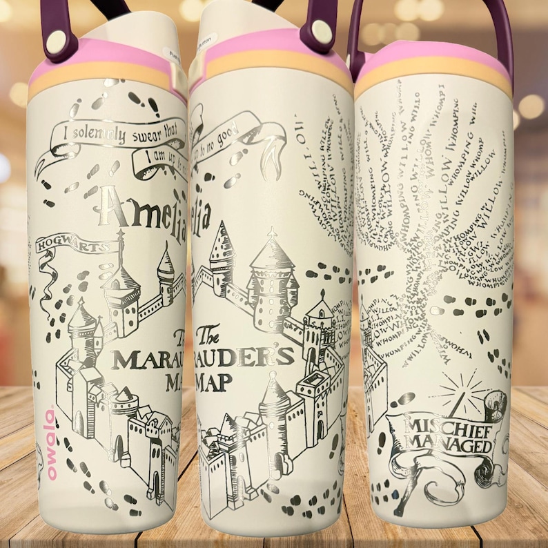 Marauder's Map Tumbler: Stainless Steel Harry Potter Design, 20-40oz - Owala Tumbler Available immagine 10
