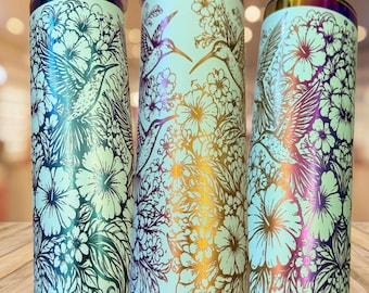 Bicchiere termico con colibrì - Design floreale ispirato alla natura, acciaio inossidabile, 20-40 oz - Disponibile anche il modello Owala.
