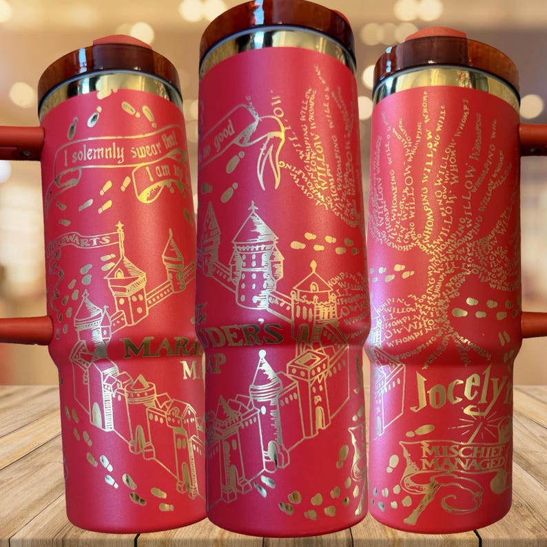 Marauder's Map Tumbler: Stainless Steel Harry Potter Design, 20-40oz - Owala Tumbler Available immagine 5