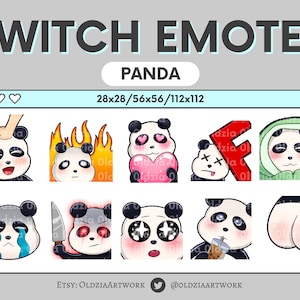 10 Panda Twitch Emotes / Emotes Bundle for Stream Twitch Discord Chibi Animal Emote Cute Kawaii PNG /Premade Twitch Emotes Pack Animal Emoji