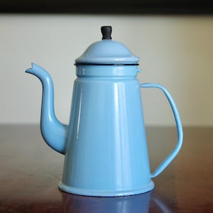 Vintage Glud & Marstrand Powder Blue Enamelware Coffee/Tea Pot Made in Denmark | Vintage Enamel Coffee Pot