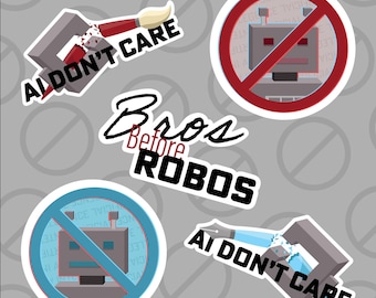 Anti-AI 5 Sticker Pack Wordart and Slogan Glossy | Laptop | Journal | Artificial Intelligence | Decal |  Content Theft | Fight | Rebel | Art