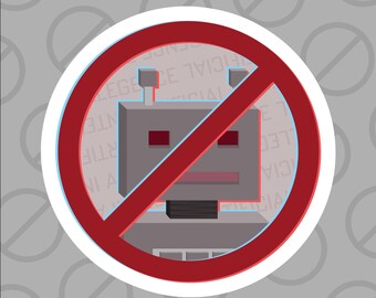 Anti-AI Art Cancel Robot Red Sticker Glossy Sticker | Laptop | Journal | Artificial Intelligence | Decal |  Content Theft | Fight | Rebel