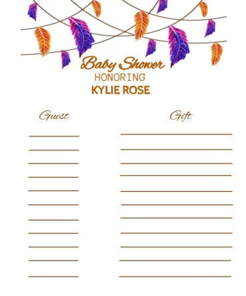 Baby Shower Gift Tracker Printable Template Editable Etsy