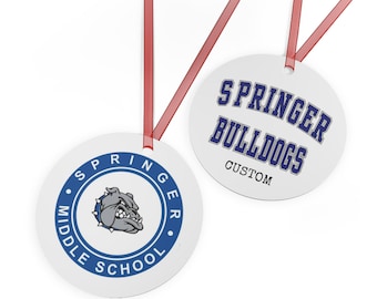 Ornament, Springer Middle School- Bulldogs- Wilmington Delaware- Keepsake Decoration, Metal Hanging School Spirit Holiday Gift, Bulldog Fan