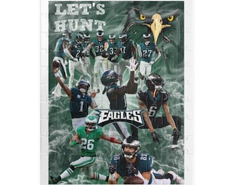 Puzzle- Philadelphia Eagles- Super Bowl- Let's Hunt- AJ Brown- Saquon Barkley-Jalen Hurts-DeVonta Smith- Go Birds