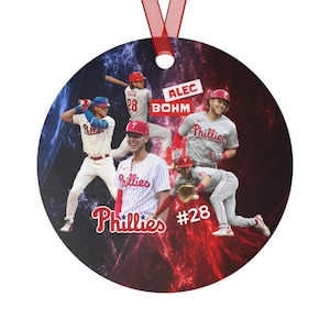 Metal Ornament, Philadelphia Phillies Alec Bohm 2-Sided Decoration, Philadelphia Homers Gift, Baseball Christmas Ornament, MLB Fan Décor,