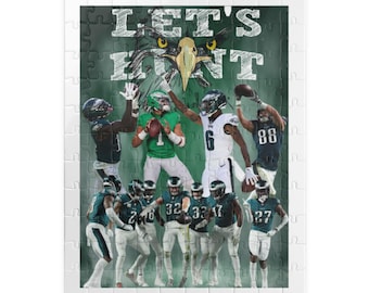 Puzzle-Philadelphia Eagles- Super Bowl- Let's Hunt- AJ Brown Saquon Barkley- Jalen Hurts- DeVonta Smith- Go Birds